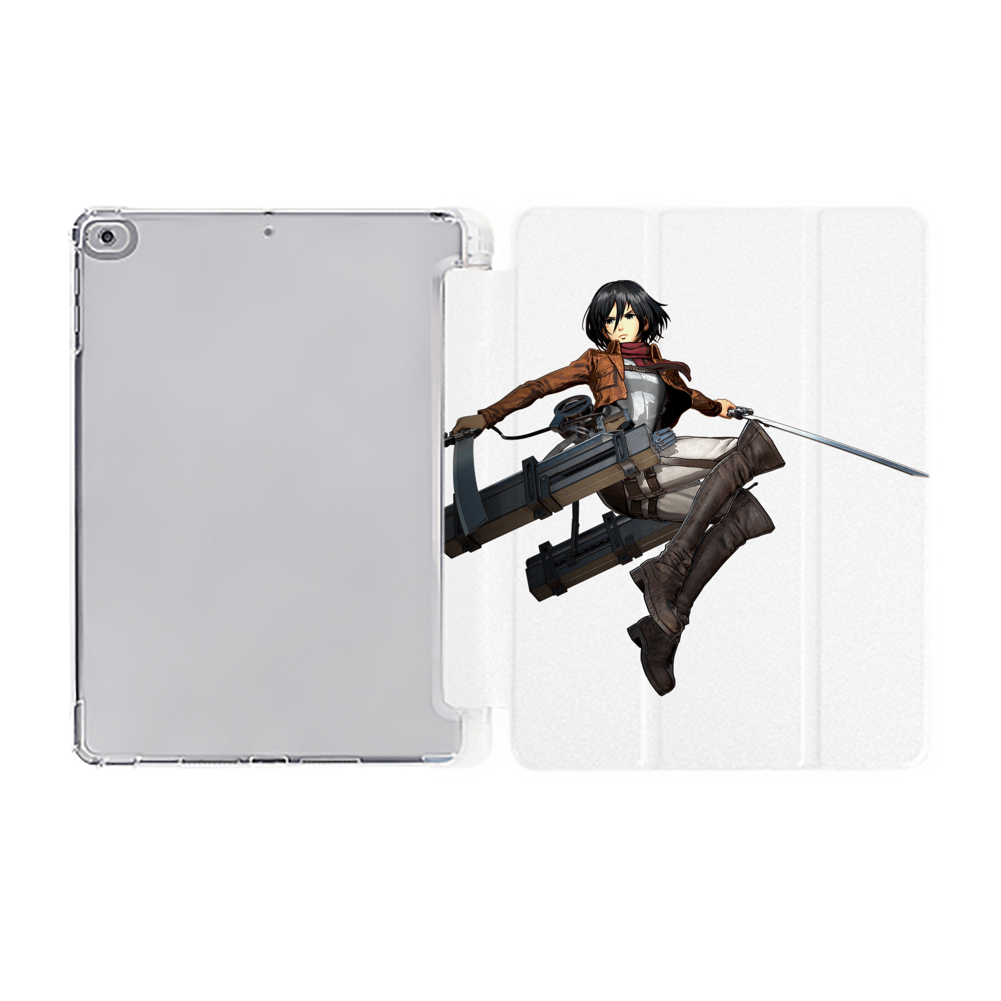 （画像用） 進撃の巨人 ミカサ·アッカーマン Attack on Titan Mikasa Ackerman IPad ケース ペン収納付き 三つ折りスタンド PUレザー×シリコン 対応機種9.5/10.5/10.9インチ